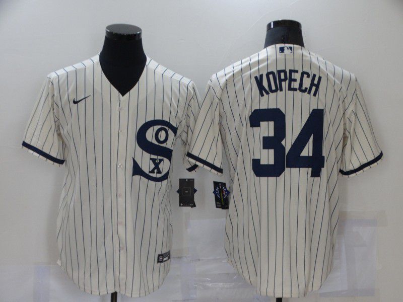 Men Chicago White Sox #34 Kopech Cream stripe Dream version Game Nike 2021 MLB Jerseys->chicago white sox->MLB Jersey